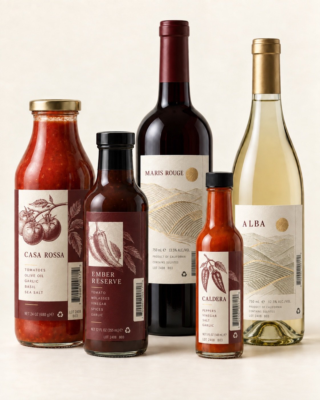 Food and beverage packaging labelled by Etalex