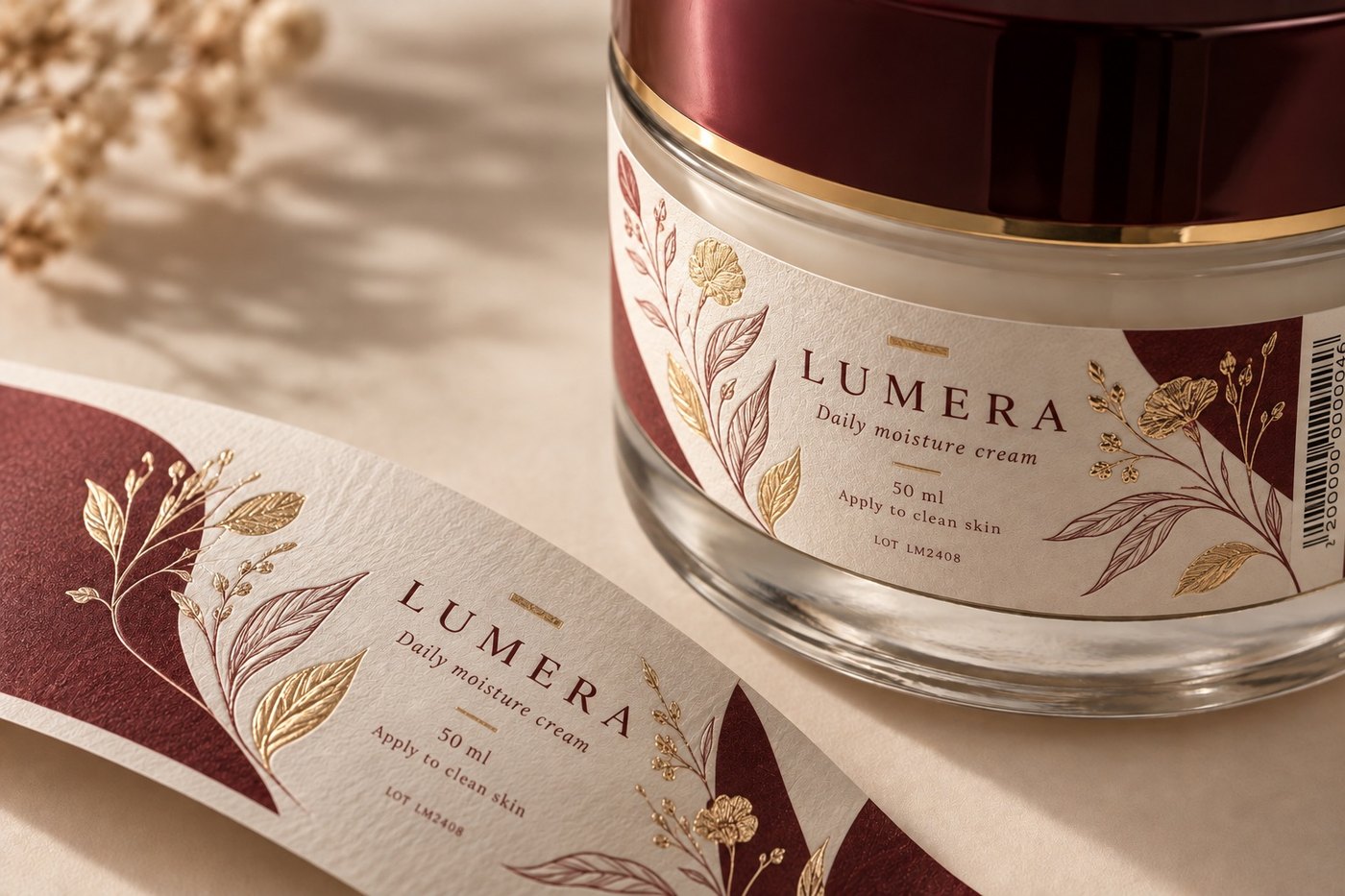 A cosmetics jar label detail
